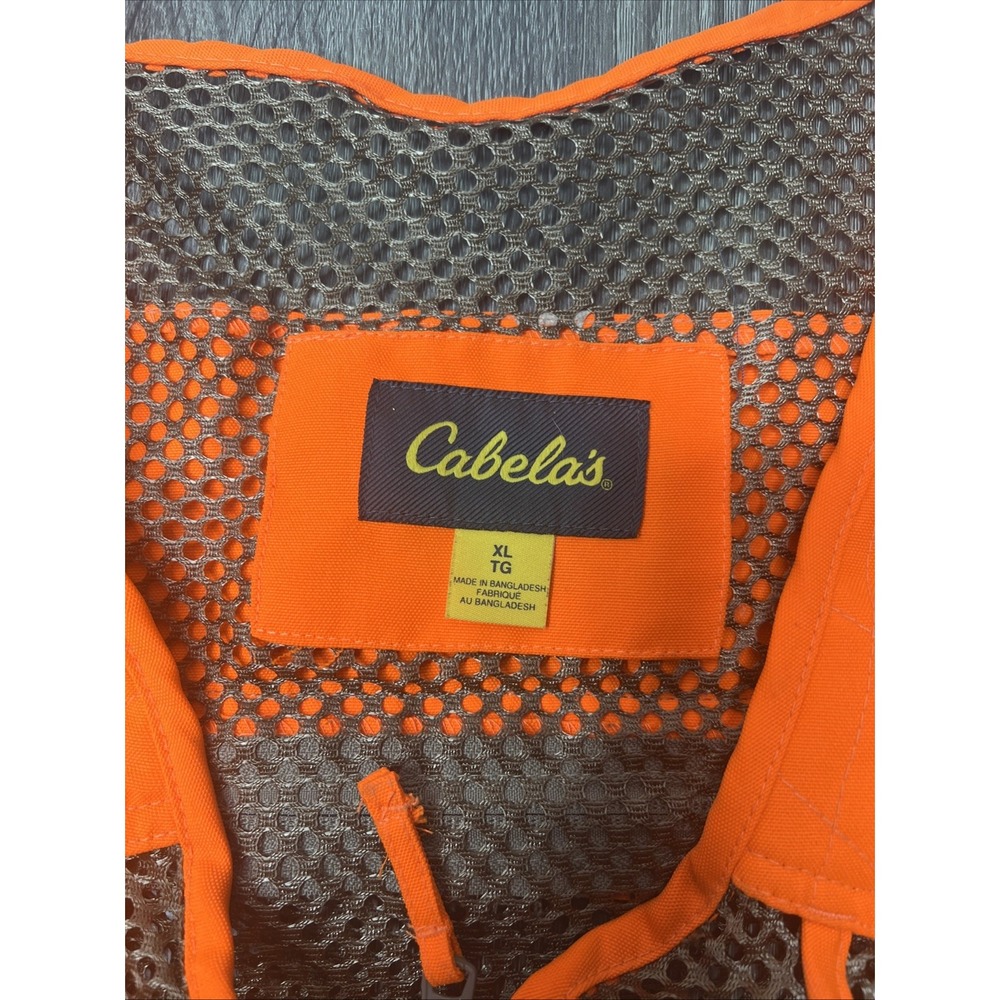 Cabela's Fowl Hunting Vest Mens XL Tan Orange Safety Pocket Storage Bird Duck - Picture 4 of 7